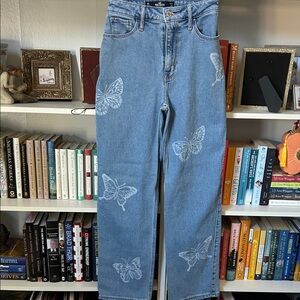 Hollister Blue Jeans with Butterfly Design